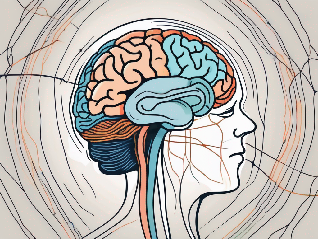 The human brain highlighting the pathway of the trochlear nerve