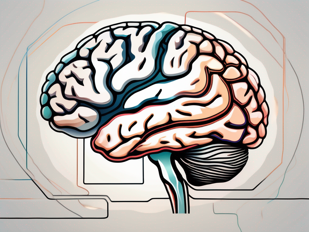 The human brain highlighting the pathway of the trochlear nerve