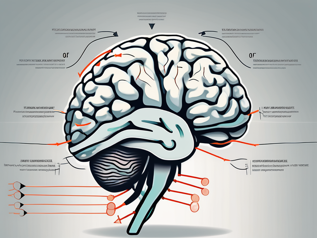 The human brain highlighting the path of the trochlear nerve